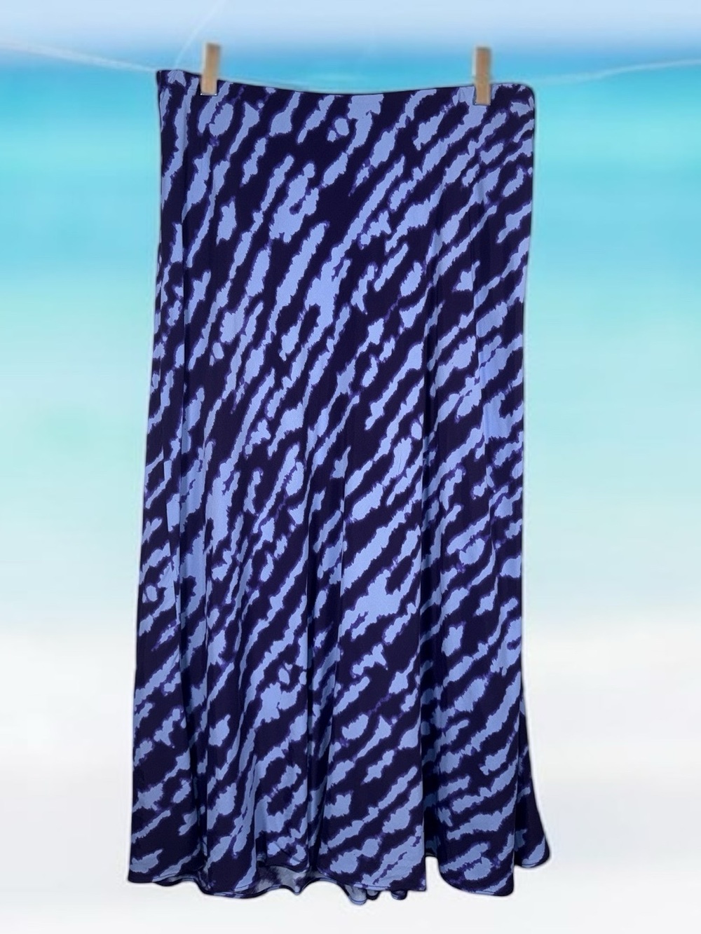 Mango Blue and Purple Patterned Maxi Skirt